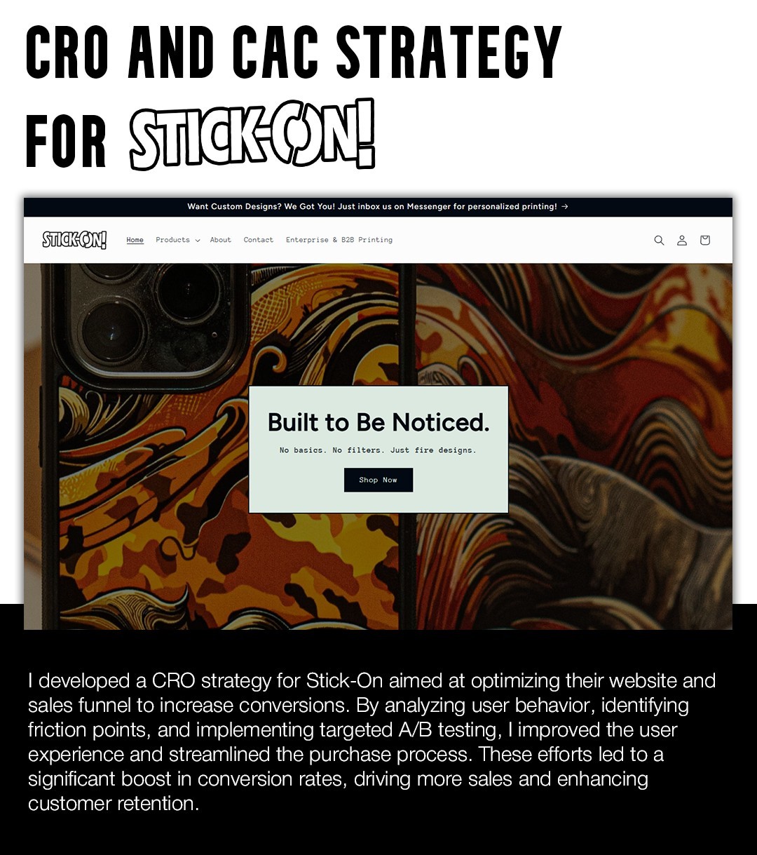CRO, CAC & Digital Marketing Strategy for Stick-On